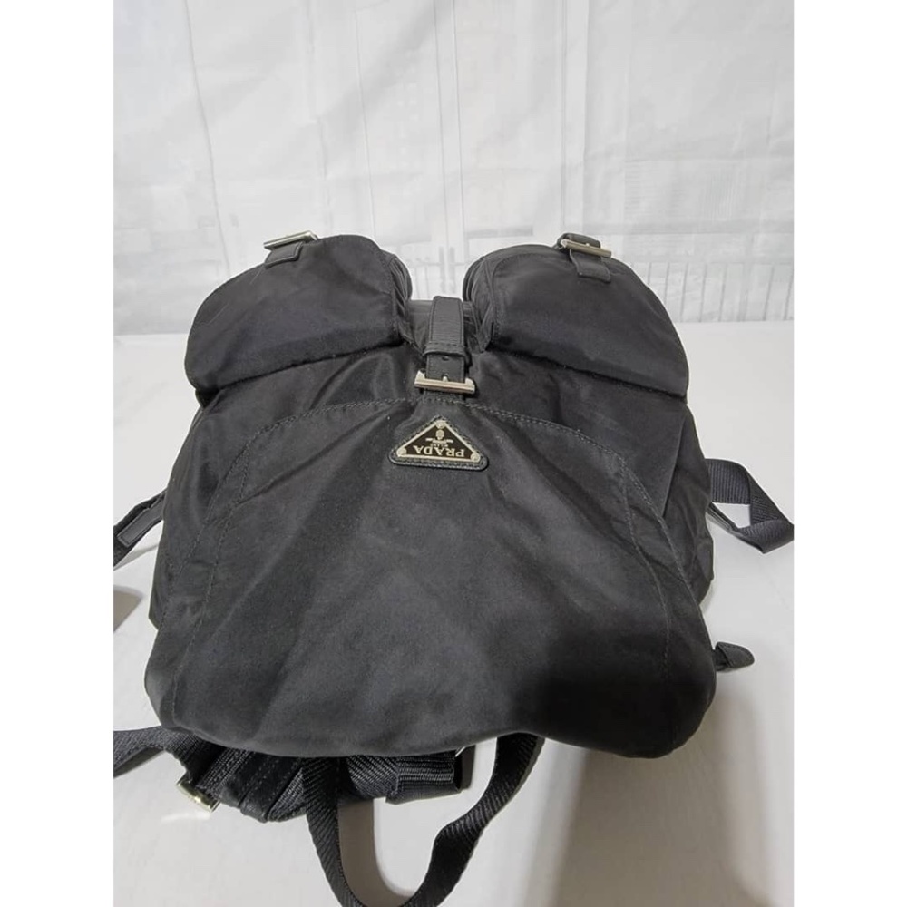 Authentic Prada Tessuto Nylon Double Pocket Backpack Black - Picture 5 of 16